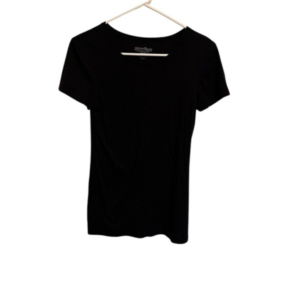 Perfect‎ Womens Short Sleeve Crewneck Basic Tee Black Slim Fit Size Medium